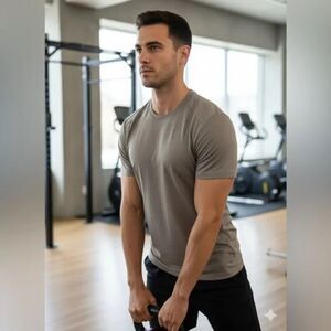 Abercrombie & Fitch YPB Men's PowerSOFT Lifting Tee, Taupe, Size M